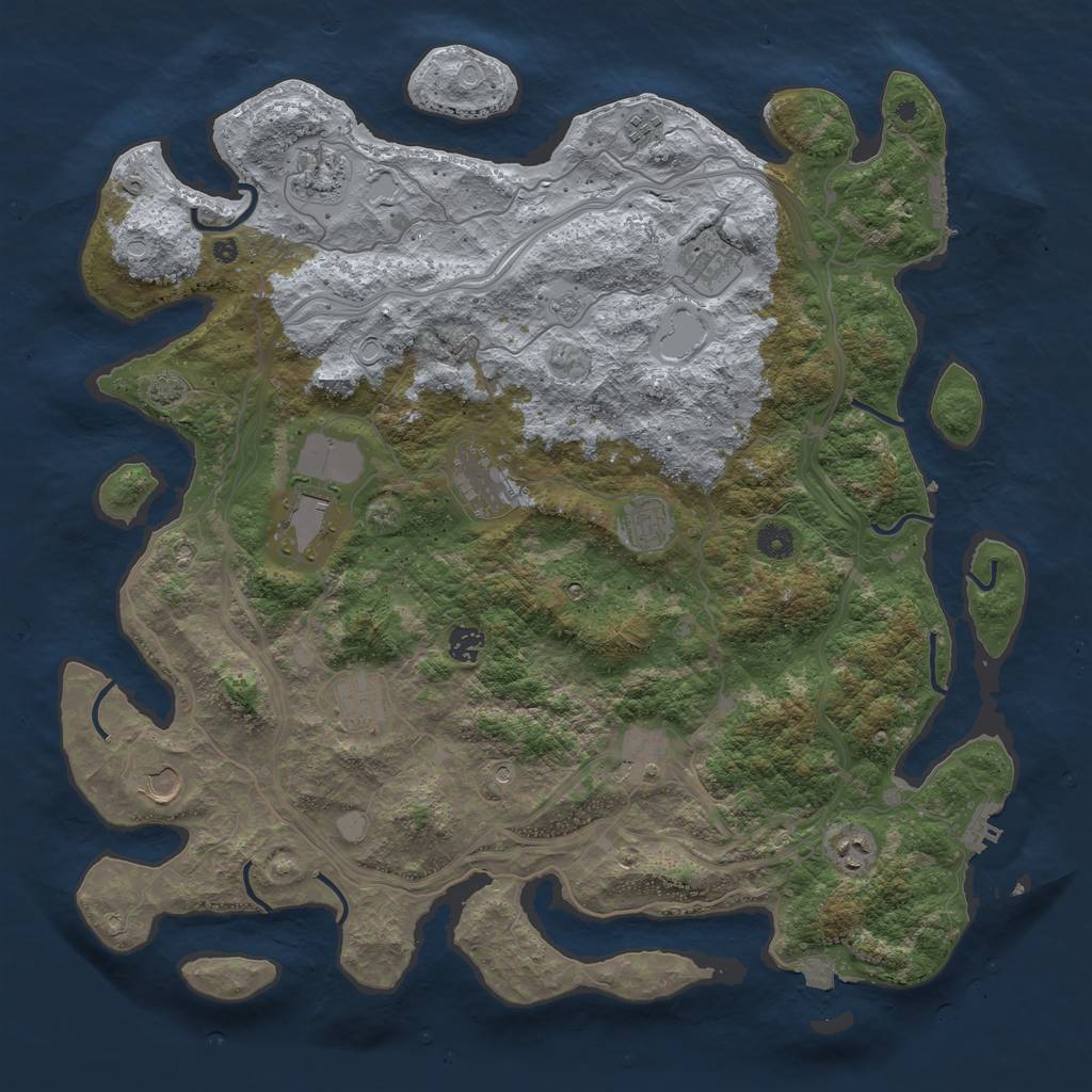 Rust Map: Procedural Map, Size: 4500, Seed: 990609900, 19 Monuments
