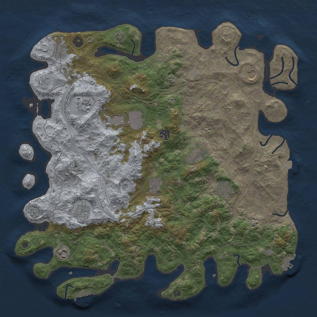 Rust Map: Procedural Map, Size: 4500, Seed: 1366583417, 19 Monuments