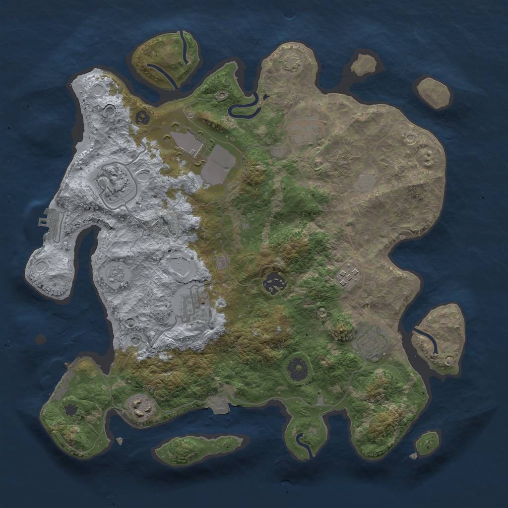 Rust Map: Procedural Map, Size: 3500, Seed: 1729808431, 16 Monuments