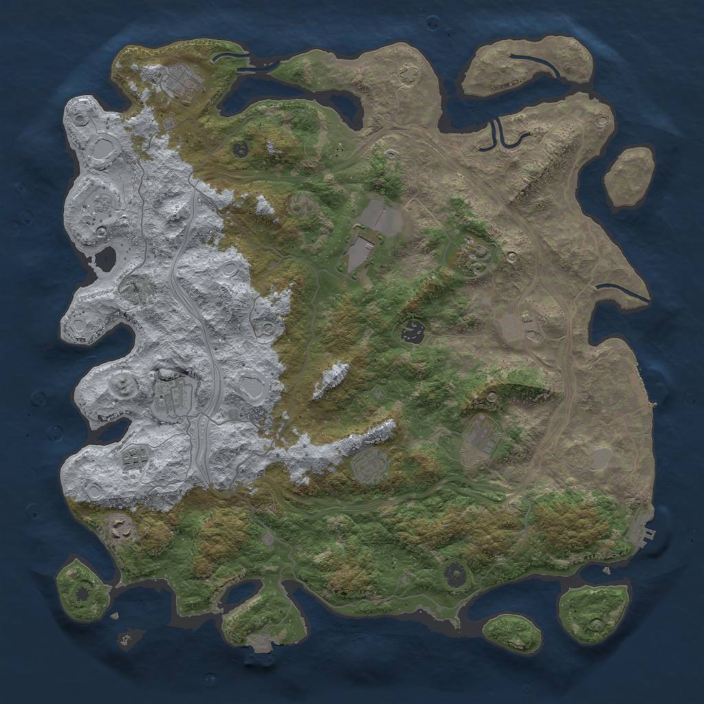 Rust Map: Procedural Map, Size: 4500, Seed: 445517206, 18 Monuments