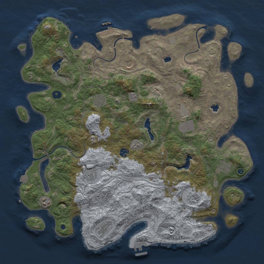 Rust Map: Procedural Map, Size: 4500, Seed: 1967145127, 16 Monuments