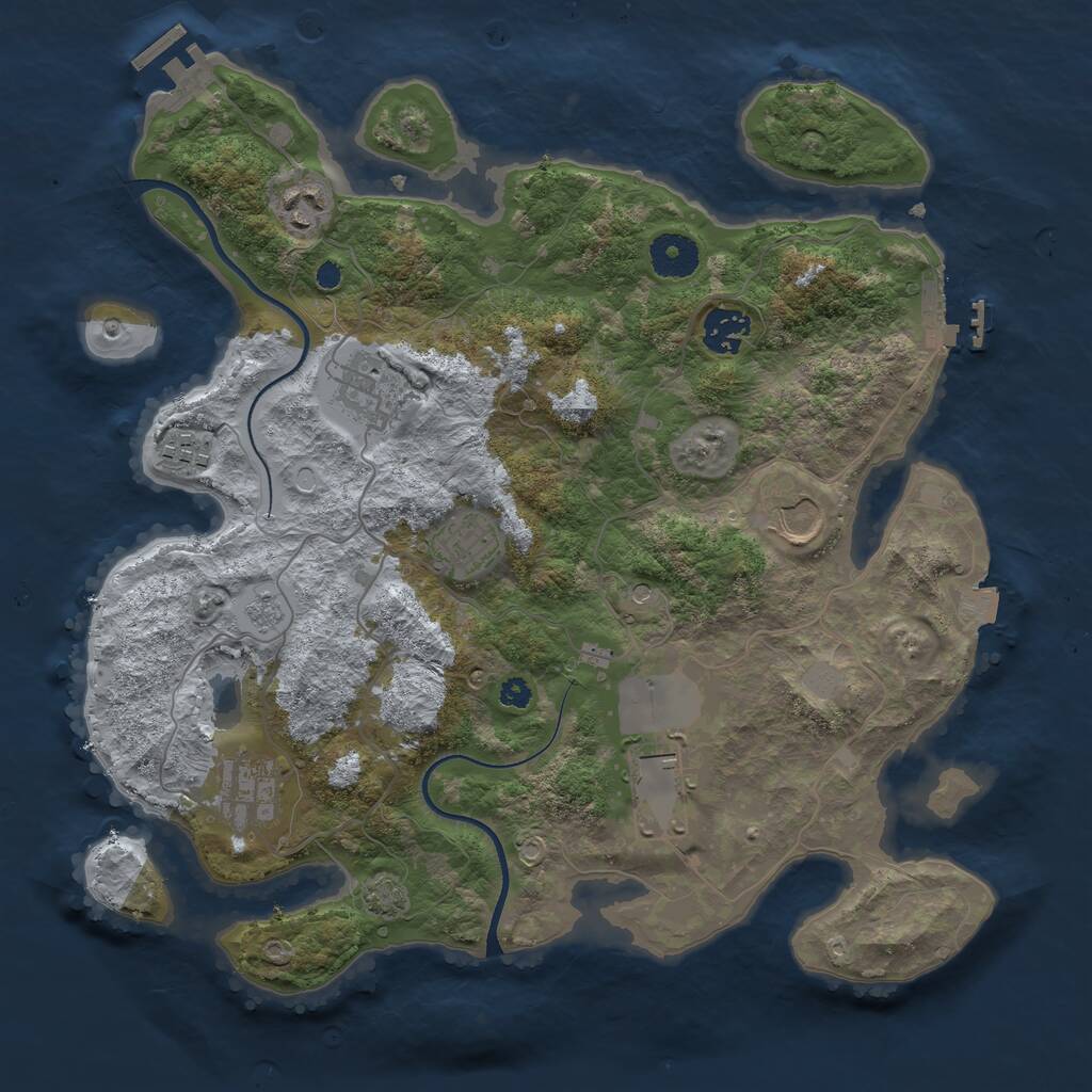 Rust Map: Procedural Map, Size: 3500, Seed: 3234553, 14 Monuments