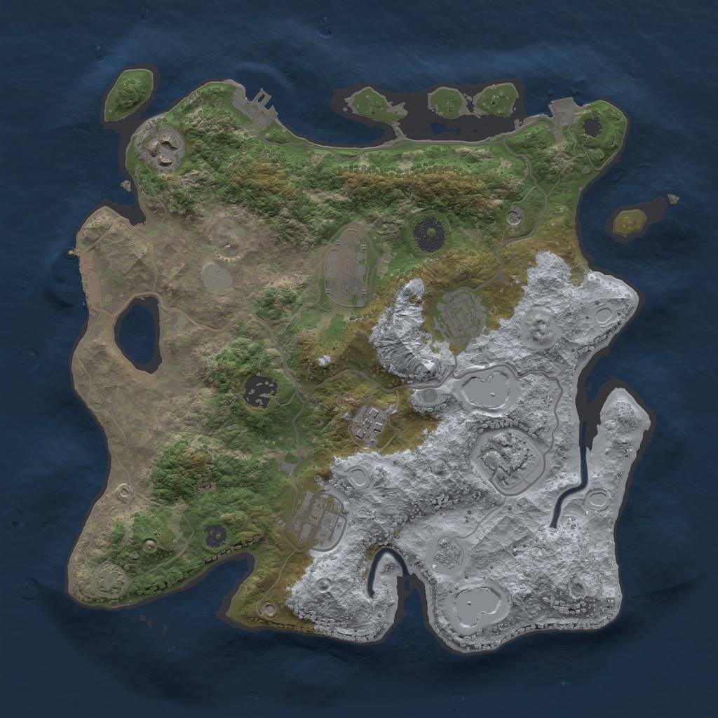 Rust Map: Procedural Map, Size: 3250, Seed: 689726771, 15 Monuments