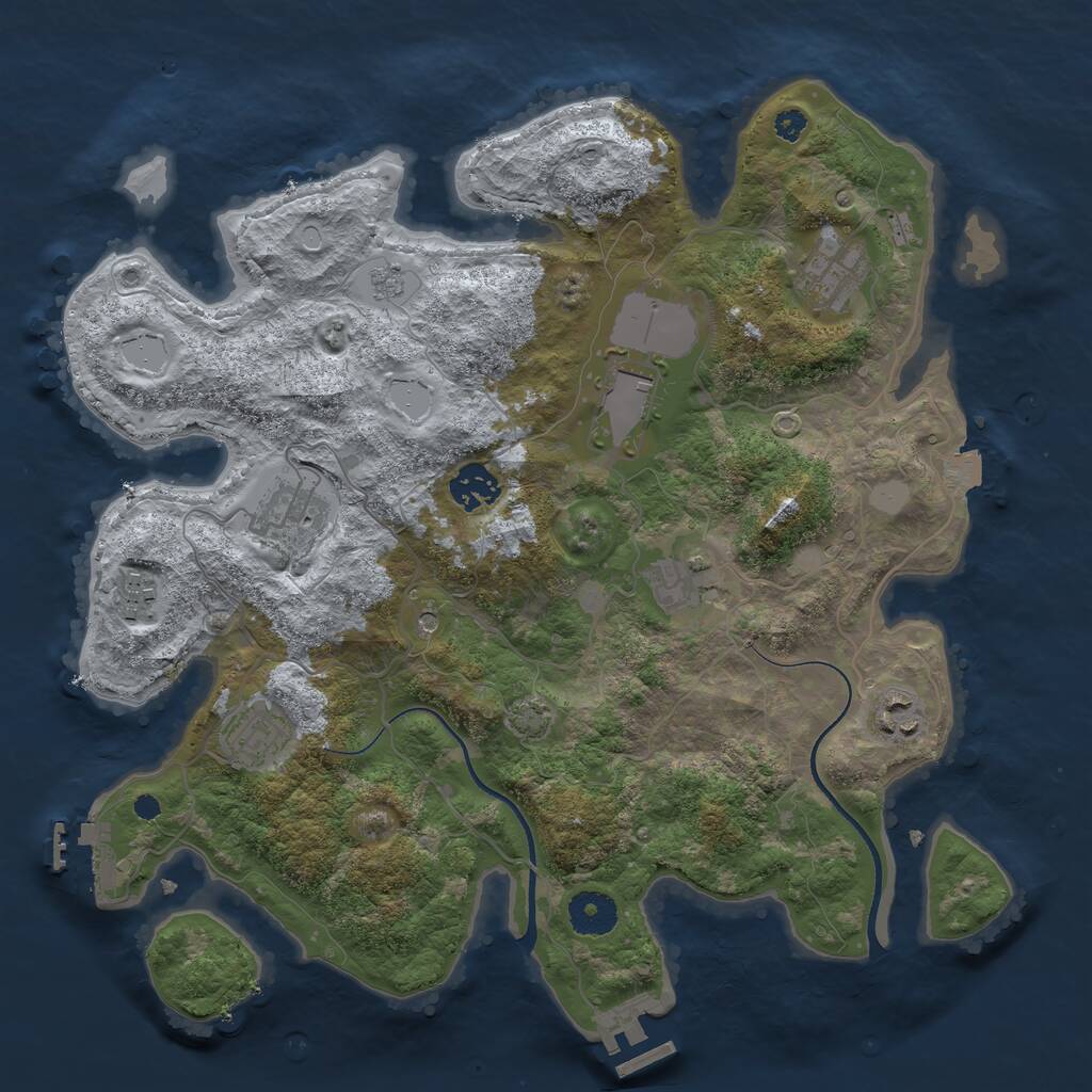Rust Map: Procedural Map, Size: 3500, Seed: 2000950316, 14 Monuments