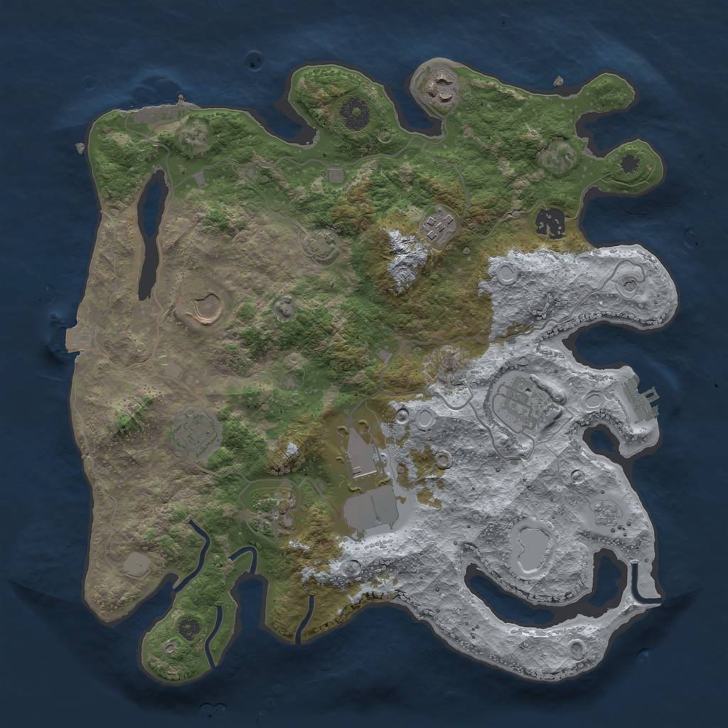 Rust Map: Procedural Map, Size: 3500, Seed: 890607236, 16 Monuments