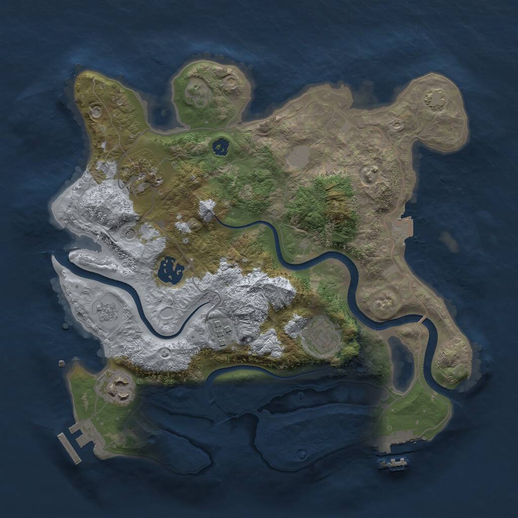 Rust Map: Procedural Map, Size: 3000, Seed: 7658, 11 Monuments