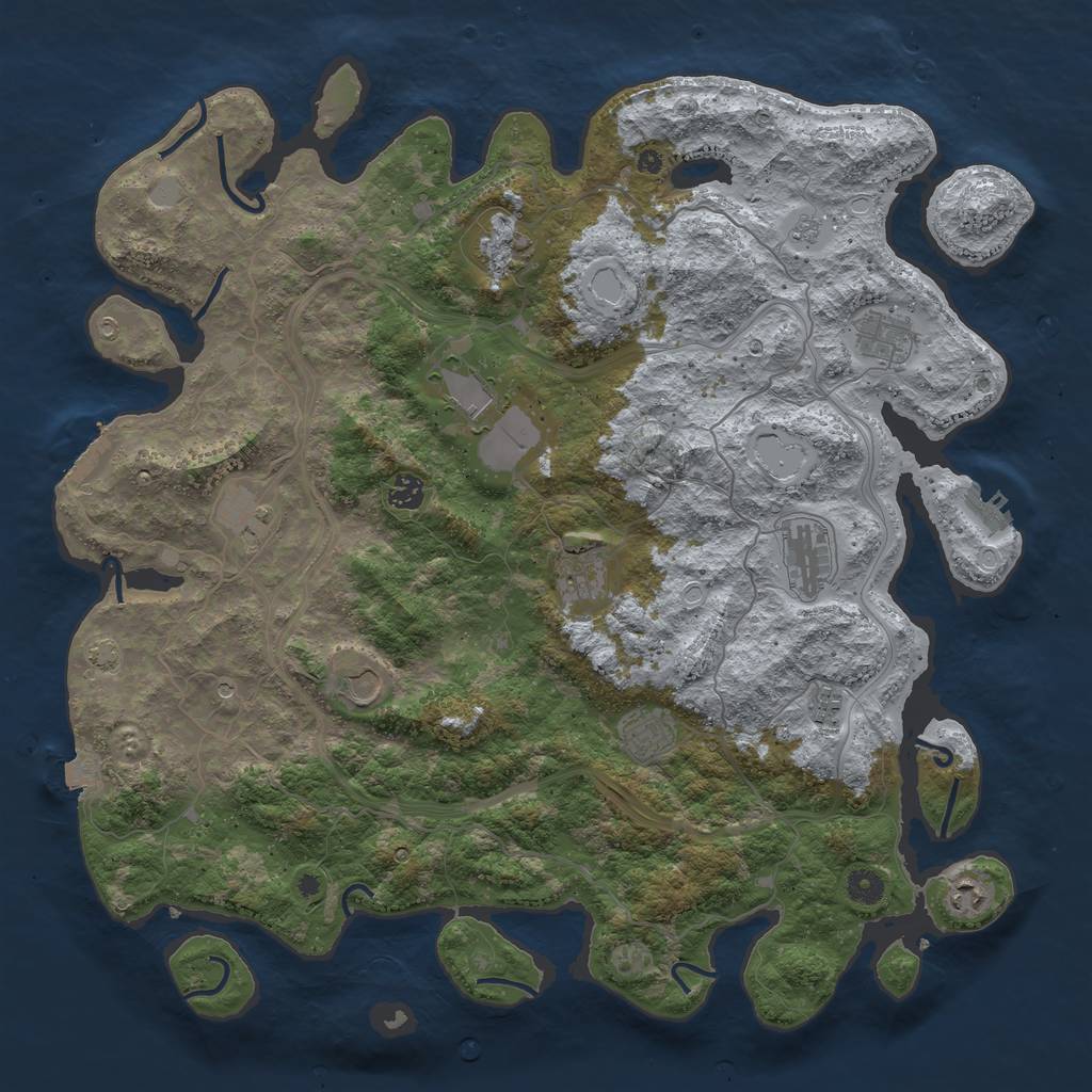 Rust Map: Procedural Map, Size: 4500, Seed: 2008444175, 19 Monuments