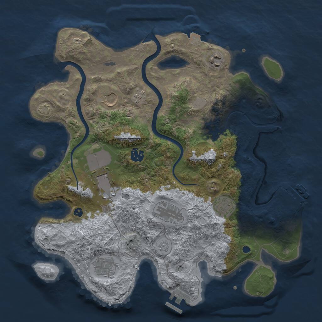 Rust Map: Procedural Map, Size: 3520, Seed: 20221208, 14 Monuments