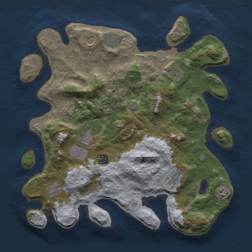 Rust Map: Barren, Size: 3700, Seed: 30, 14 Monuments
