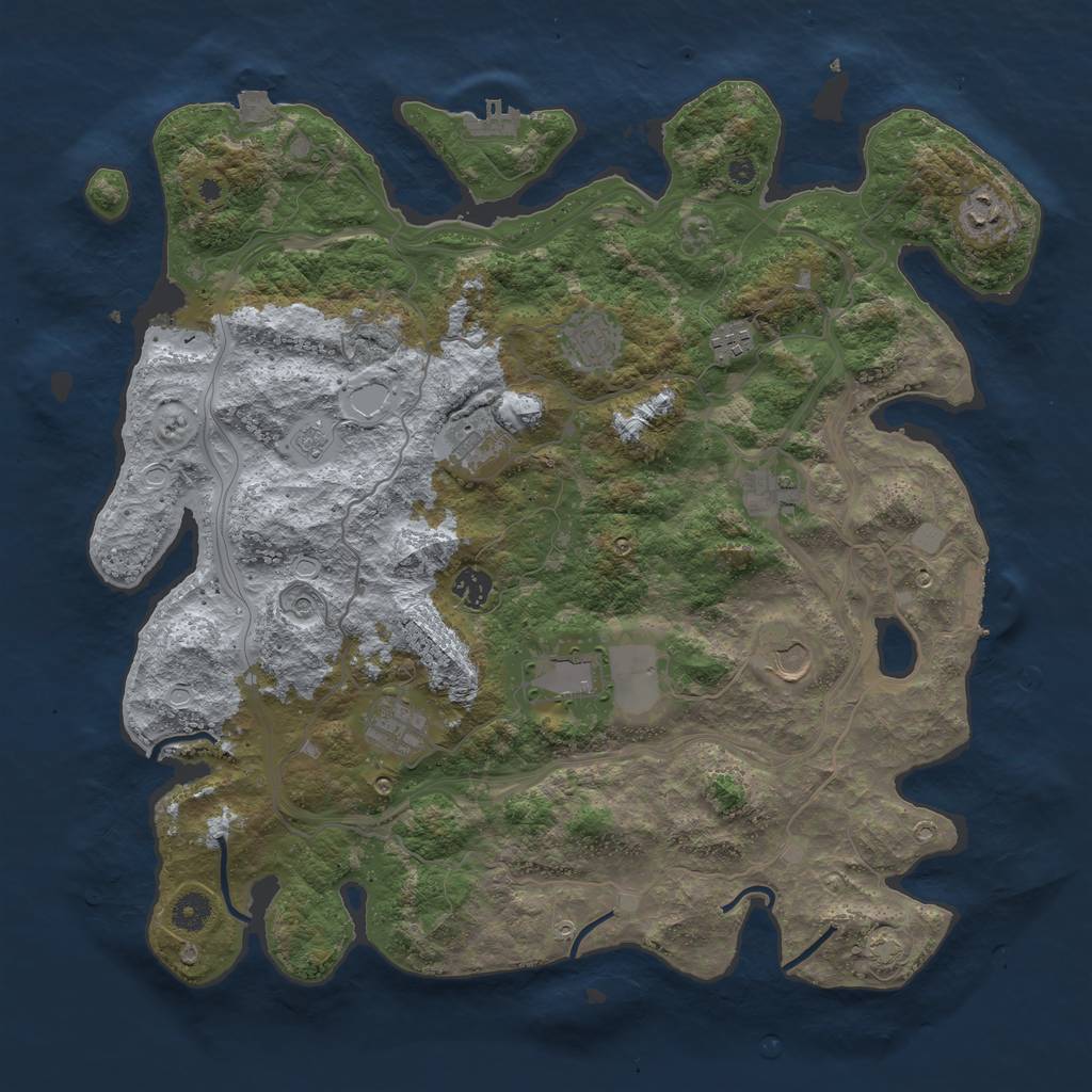 Rust Map: Procedural Map, Size: 4250, Seed: 713486940, 17 Monuments