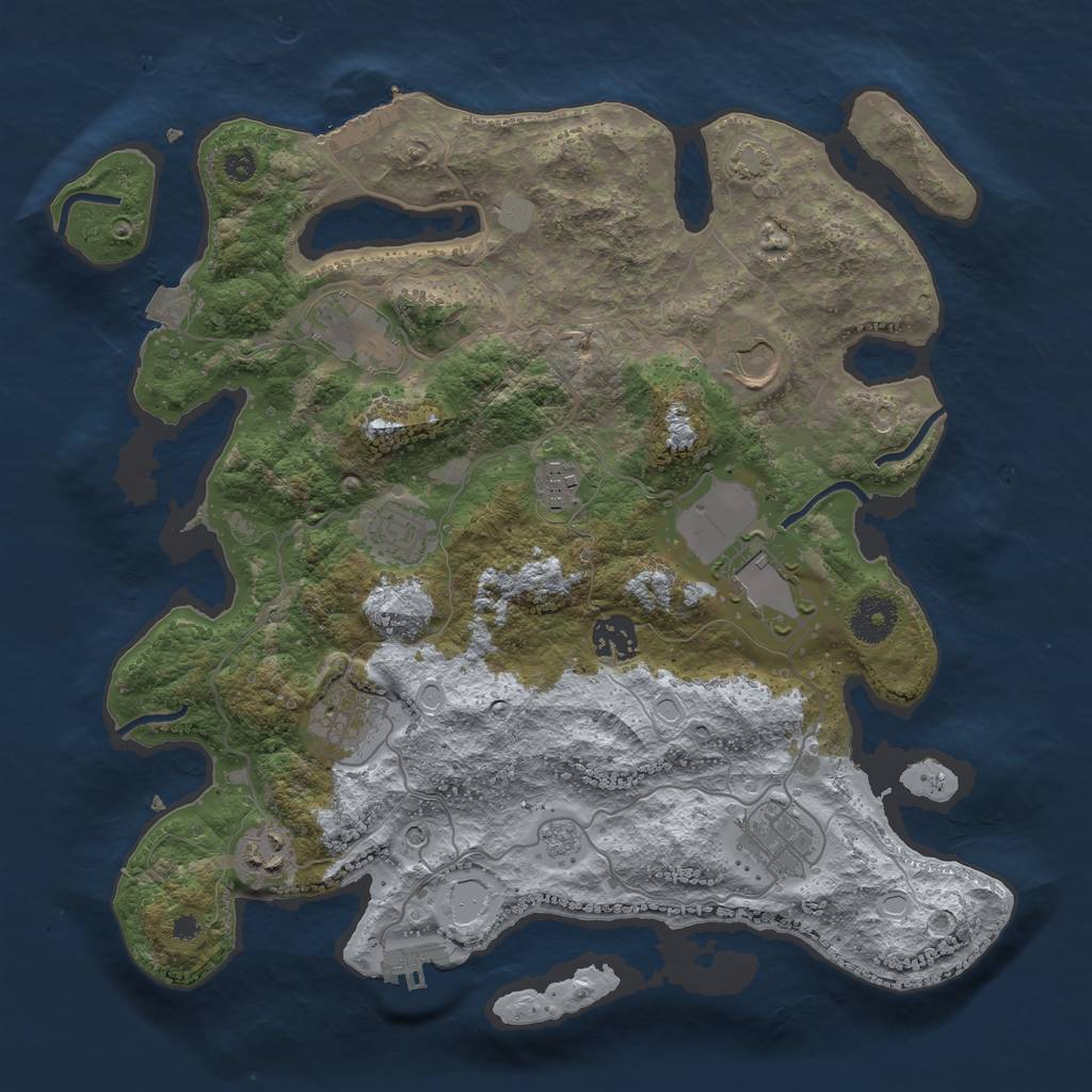 Rust Map: Procedural Map, Size: 3500, Seed: 1244386999, 17 Monuments