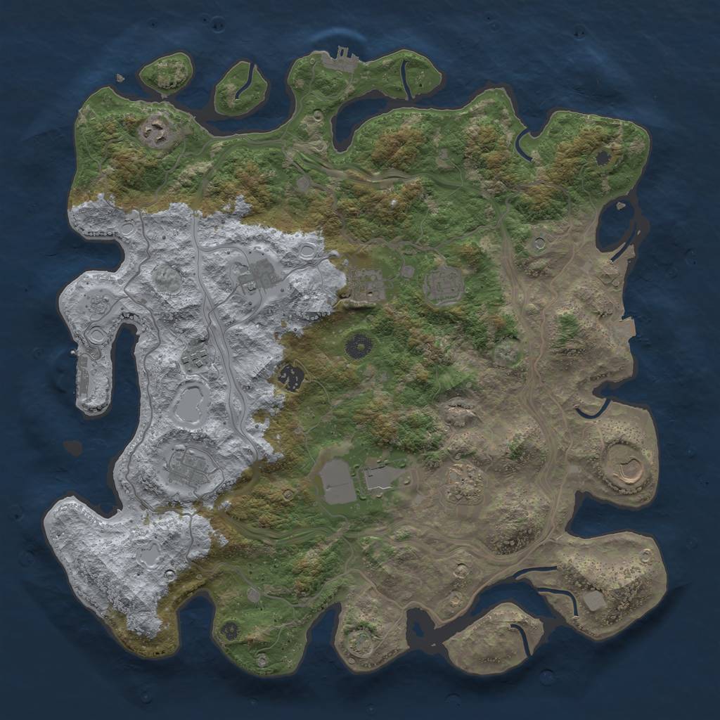 Rust Map: Procedural Map, Size: 4250, Seed: 499113662, 18 Monuments