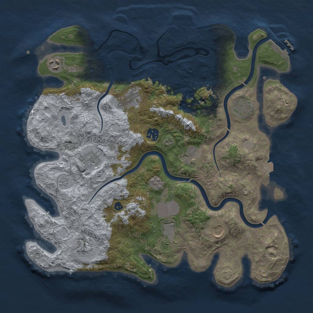 Rust Map: Procedural Map, Size: 3750, Seed: 212526076, 16 Monuments