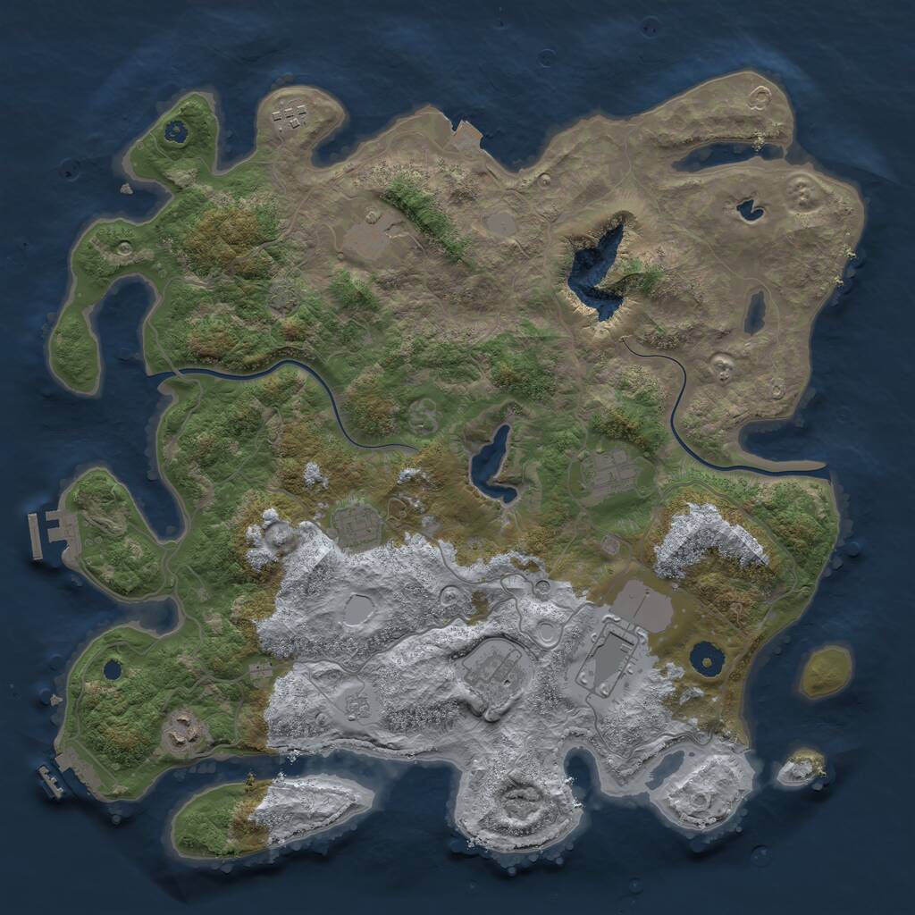 Rust Map: Procedural Map, Size: 4000, Seed: 1428075923, 13 Monuments