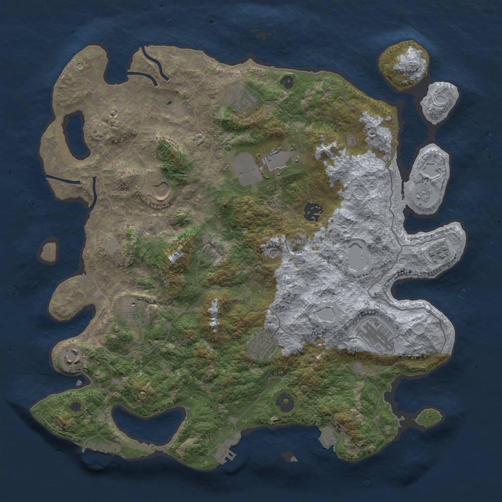 Rust Map: Procedural Map, Size: 4000, Seed: 990249, 17 Monuments