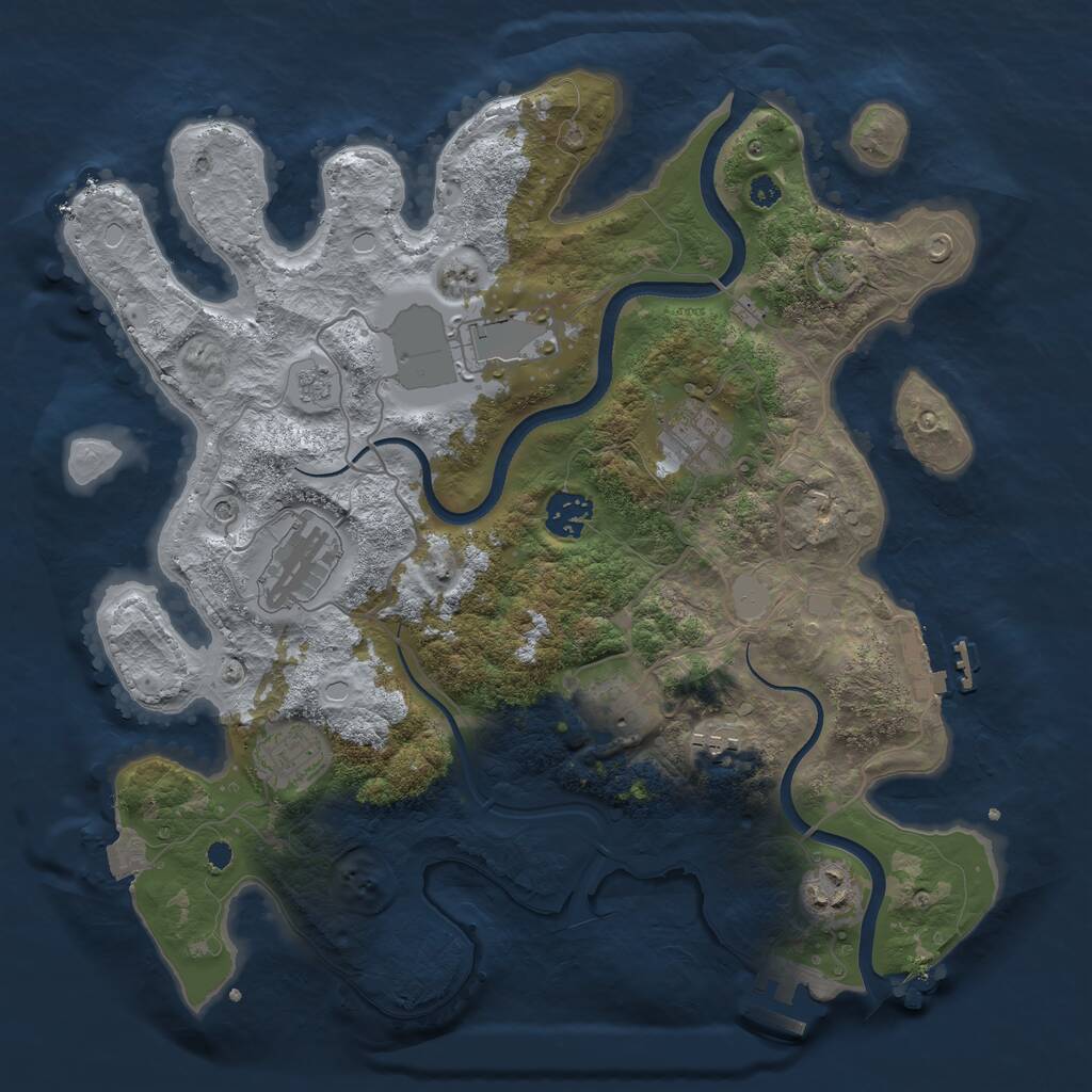 Rust Map: Procedural Map, Size: 3500, Seed: 1543474887, 14 Monuments