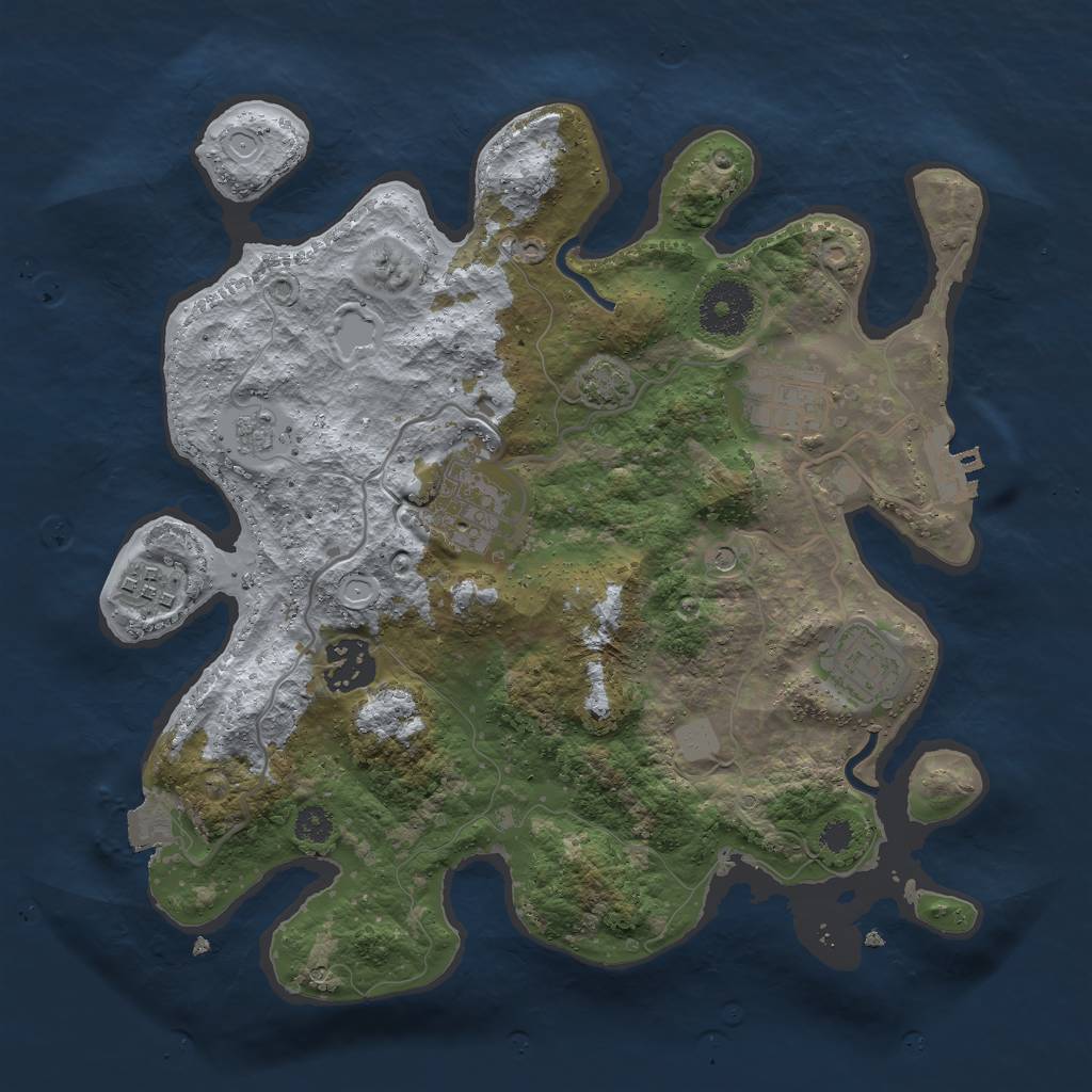 Rust Map: Procedural Map, Size: 3000, Seed: 283685512, 12 Monuments