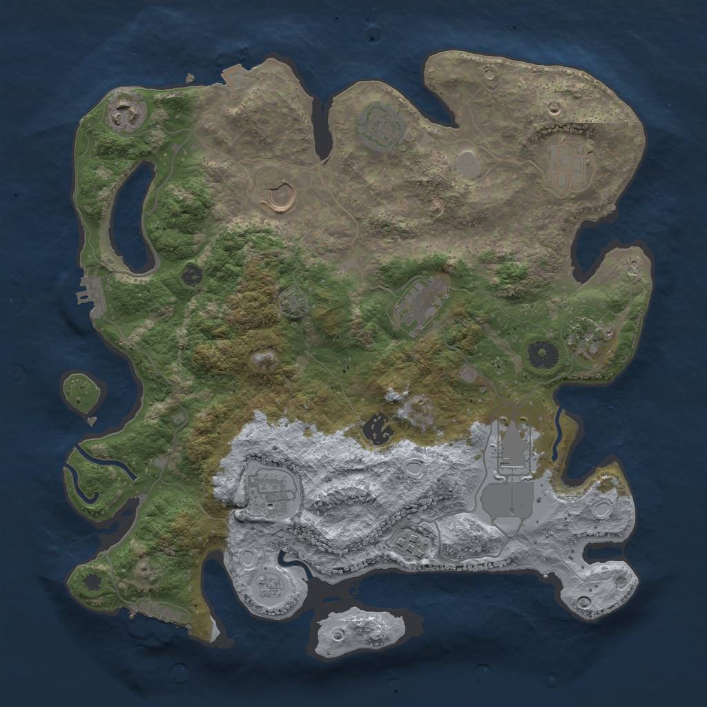 Rust Map: Procedural Map, Size: 3600, Seed: 10045863, 17 Monuments