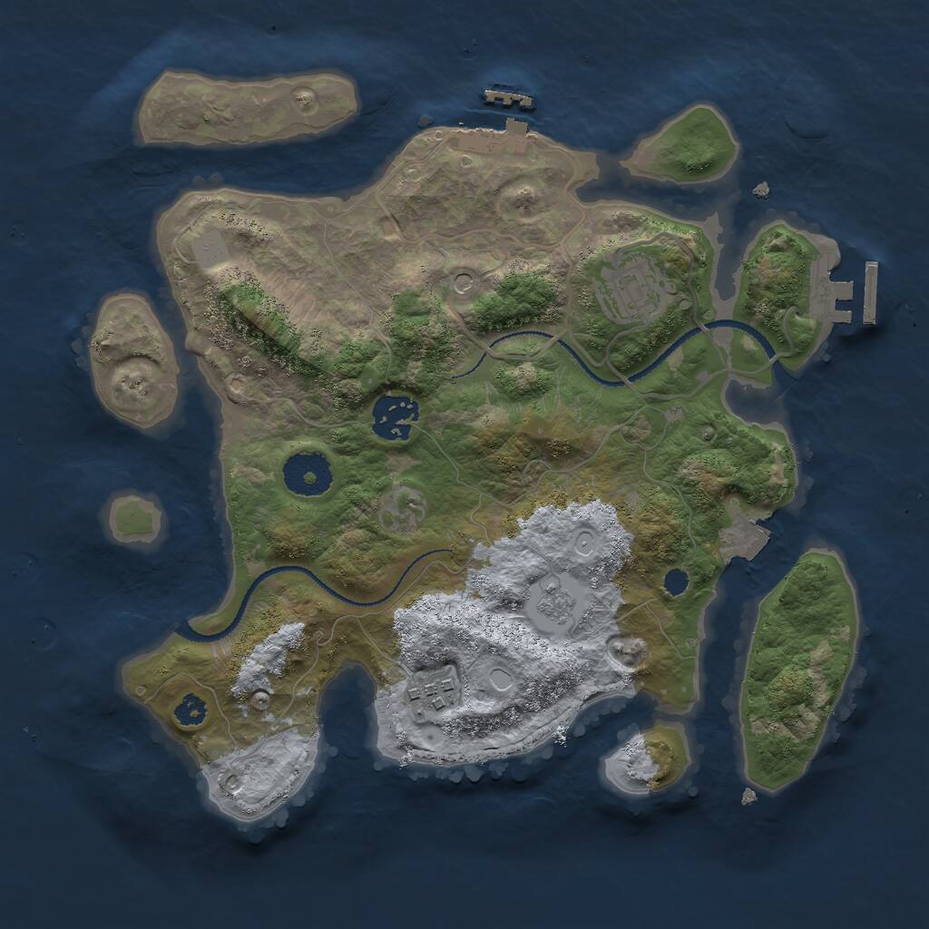 Rust Map: Procedural Map, Size: 3000, Seed: 762647034, 8 Monuments