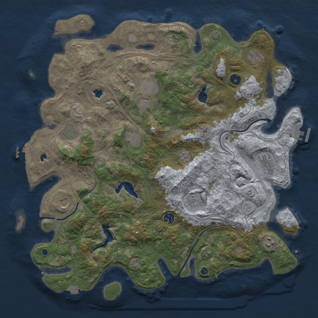 Rust Map: Procedural Map, Size: 4500, Seed: 1232468648, 17 Monuments