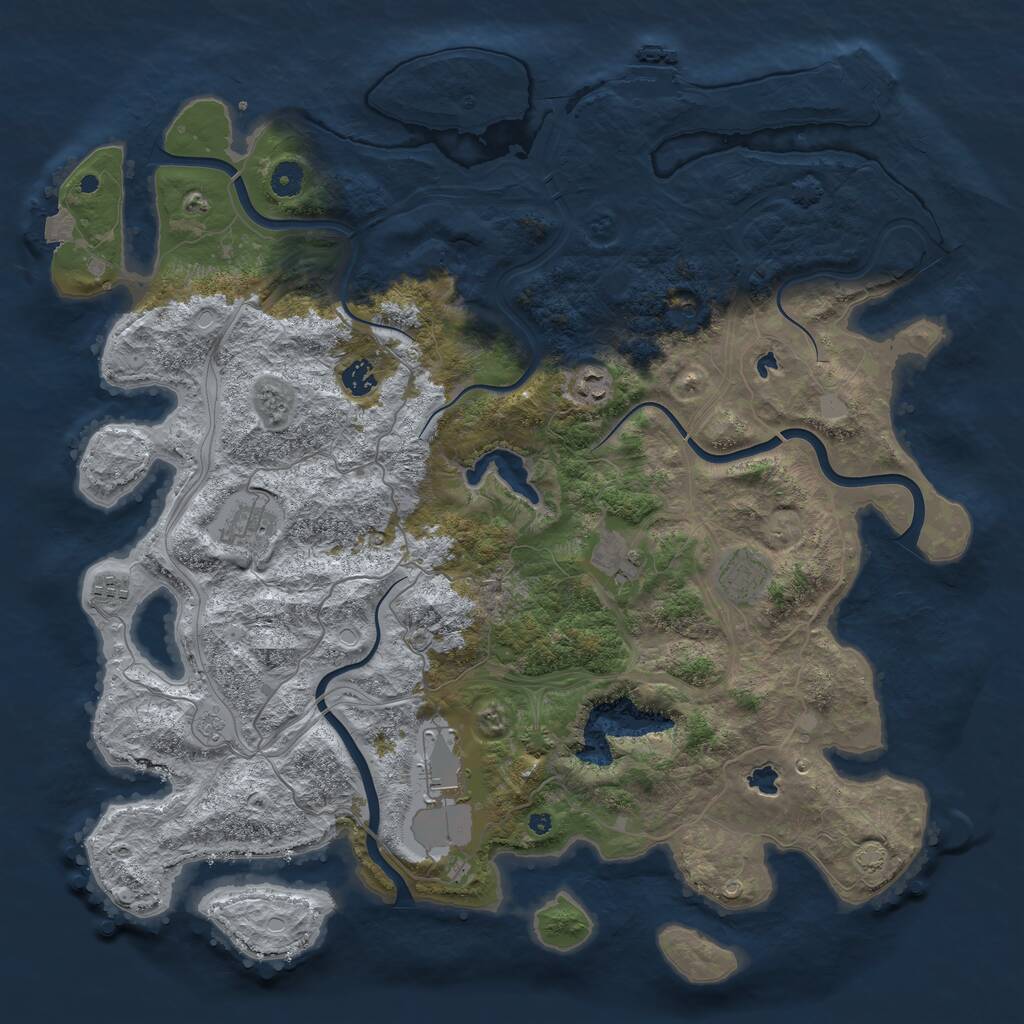 Rust Map: Procedural Map, Size: 4500, Seed: 1681156160, 13 Monuments