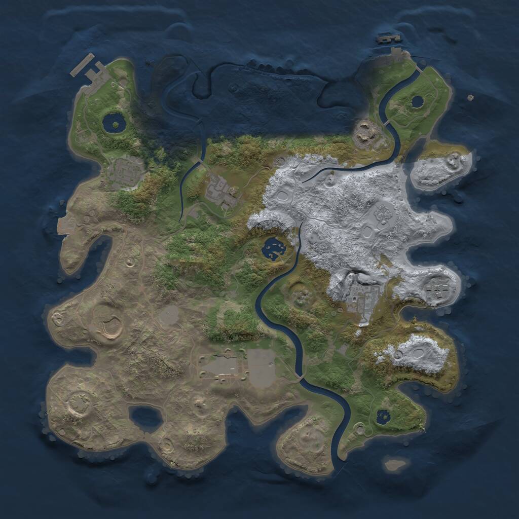 Rust Map: Procedural Map, Size: 3500, Seed: 630141163, 14 Monuments