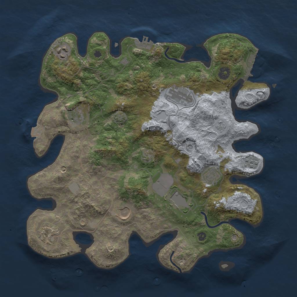 Rust Map: Procedural Map, Size: 3500, Seed: 630141163, 16 Monuments