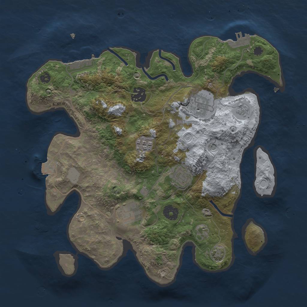 Rust Map: Procedural Map, Size: 3000, Seed: 6717, 13 Monuments