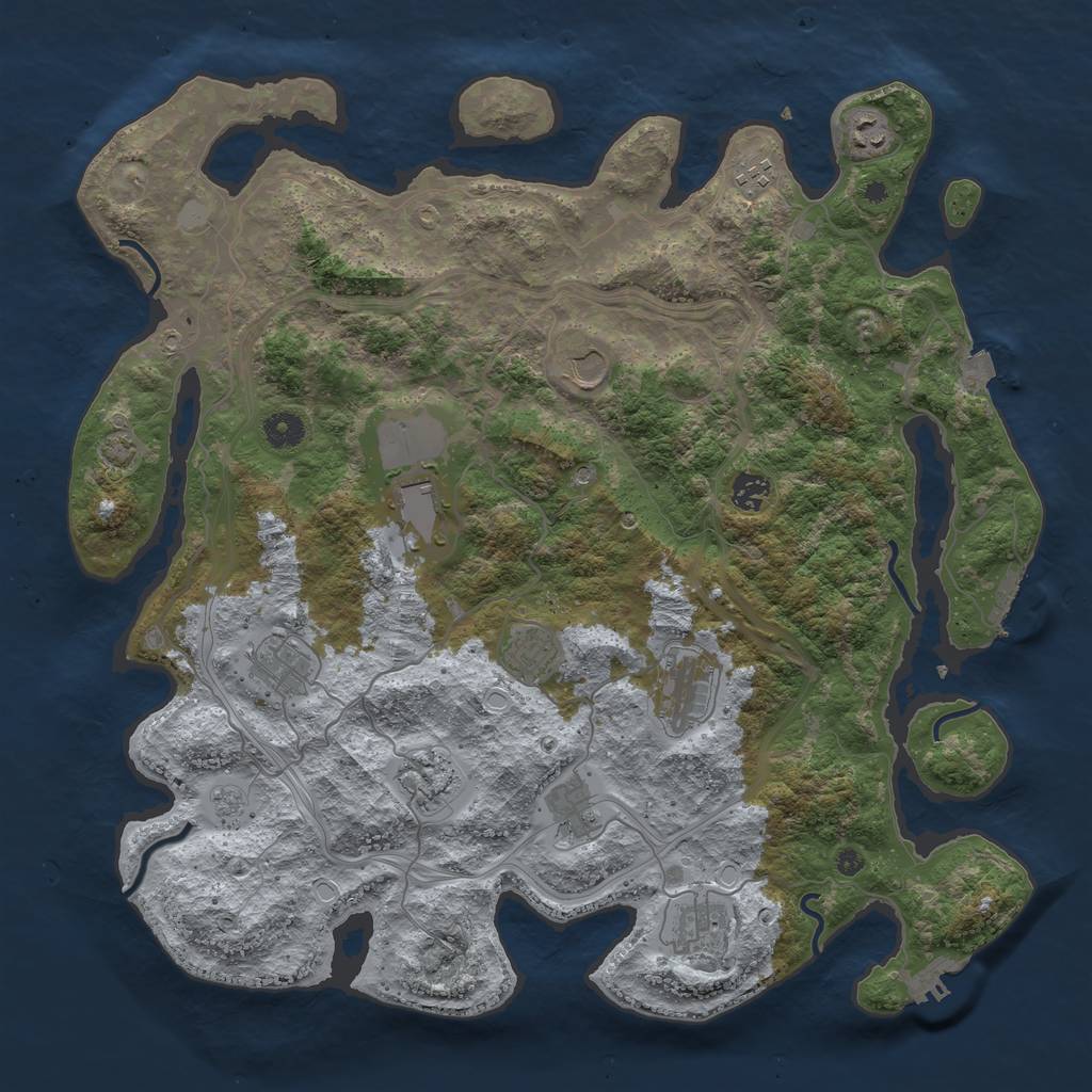 Rust Map: Procedural Map, Size: 4250, Seed: 1243604010, 19 Monuments