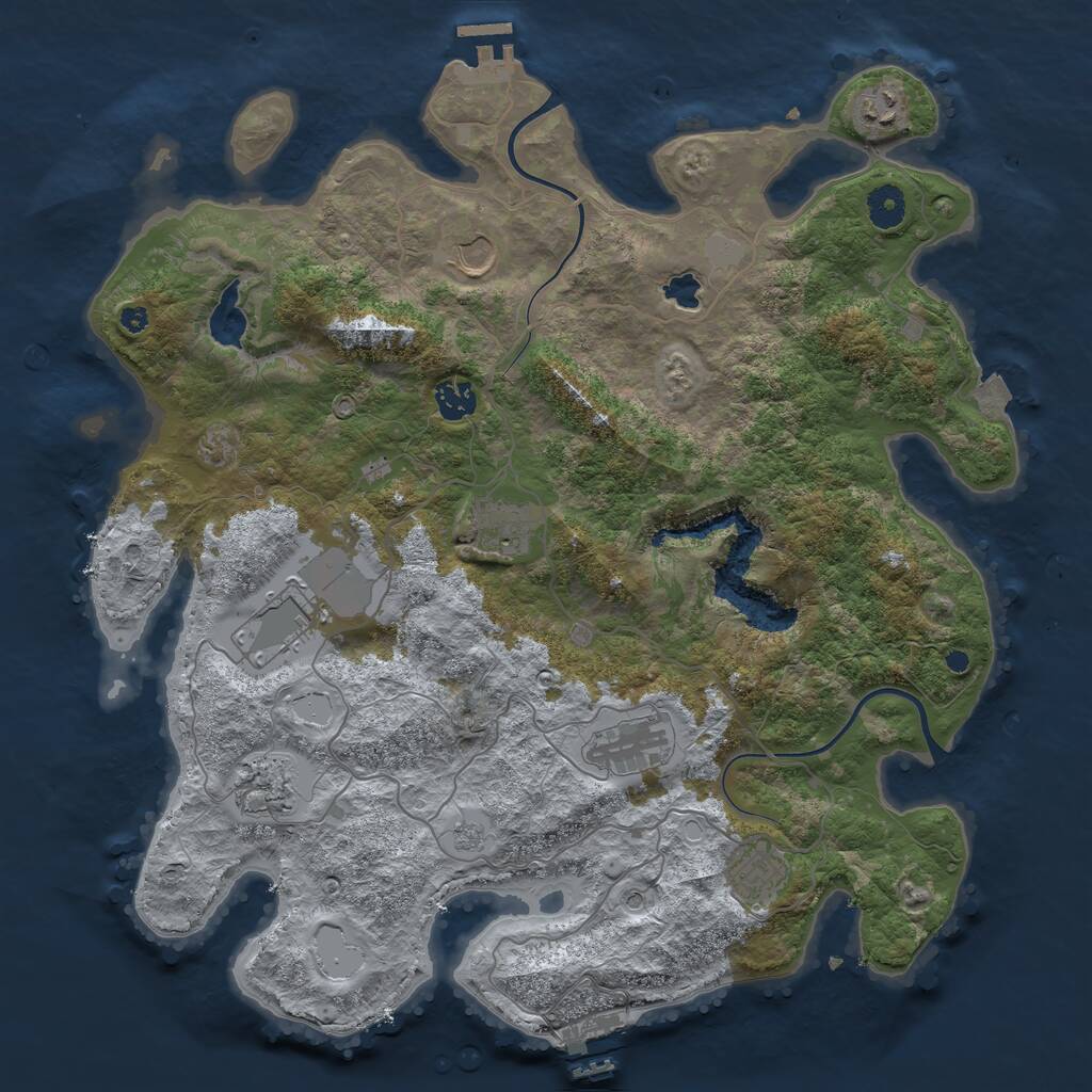 Rust Map: Procedural Map, Size: 4000, Seed: 510749372, 13 Monuments