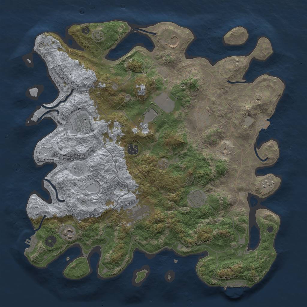 Rust Map: Procedural Map, Size: 4000, Seed: 928116689, 17 Monuments