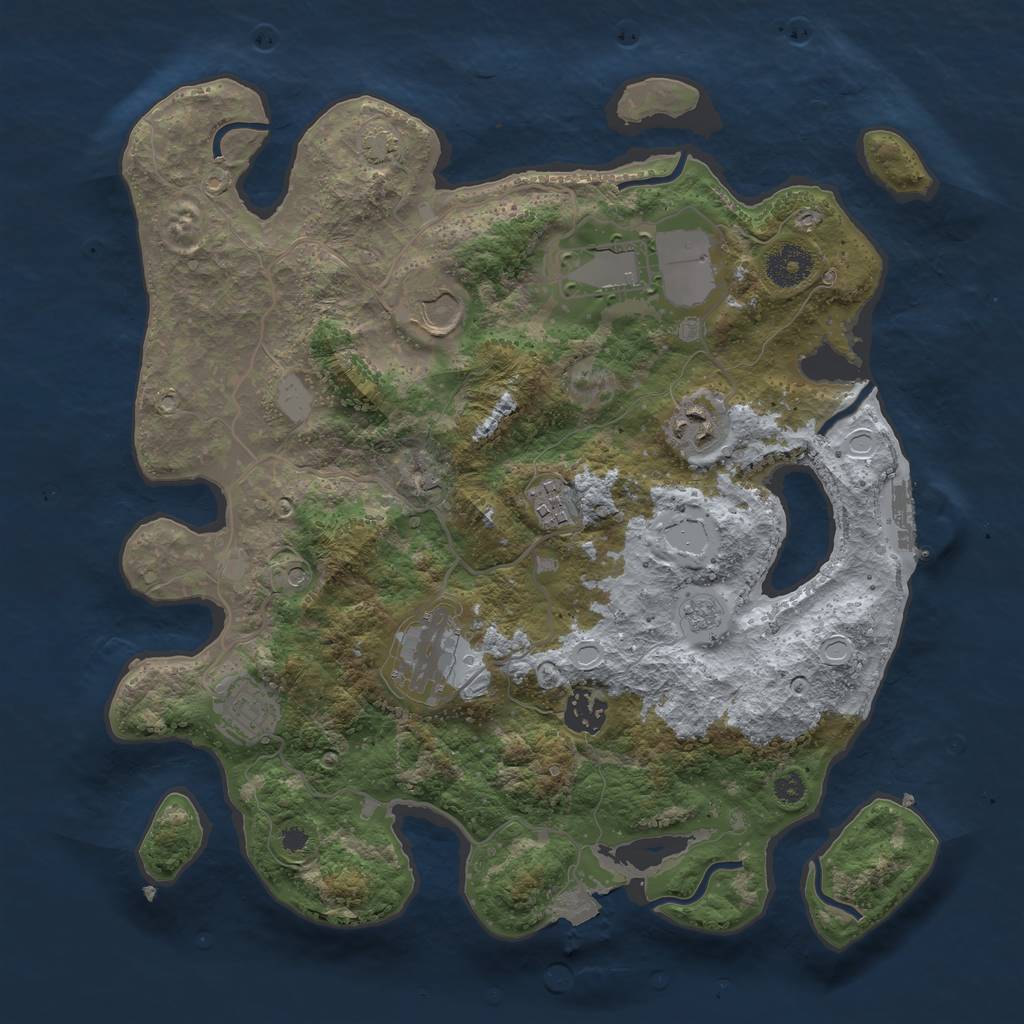 Rust Map: Procedural Map, Size: 3500, Seed: 8621735, 14 Monuments