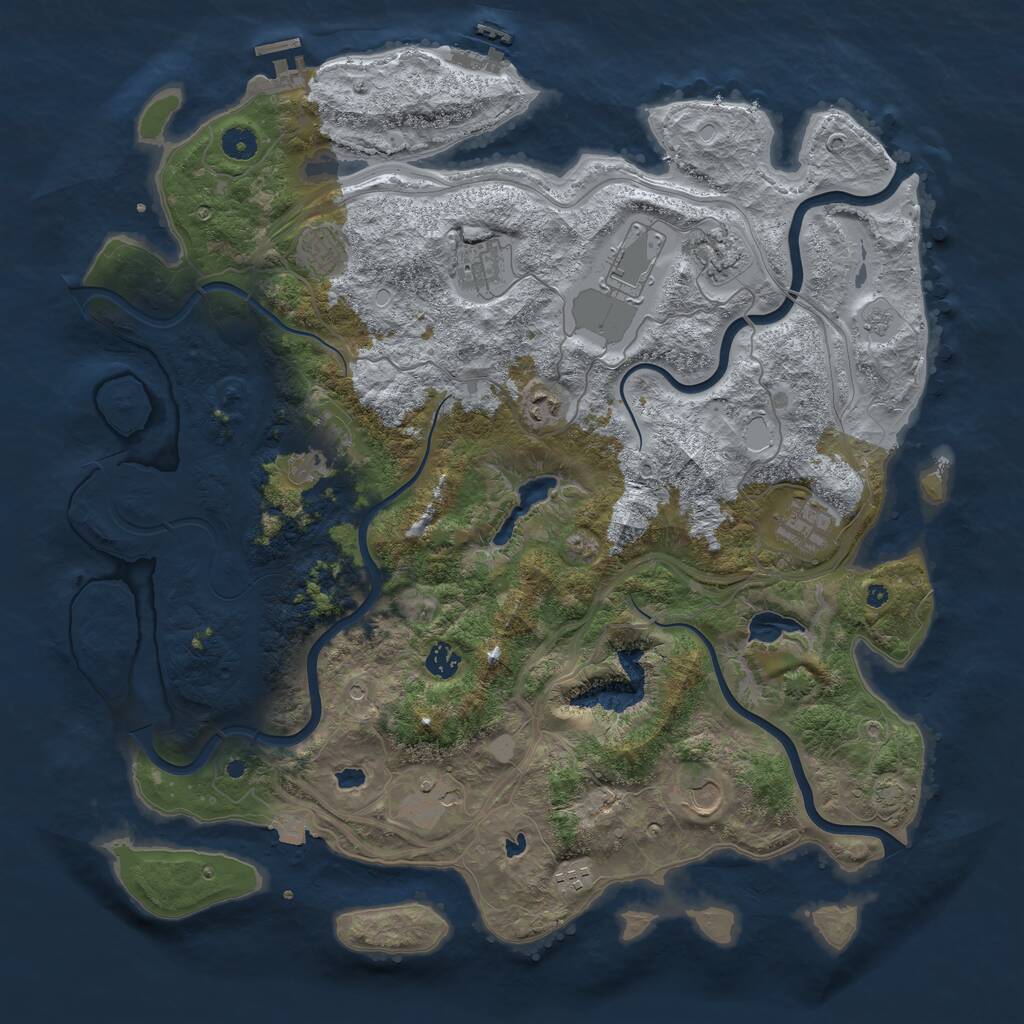 Rust Map: Procedural Map, Size: 4500, Seed: 48116413, 17 Monuments