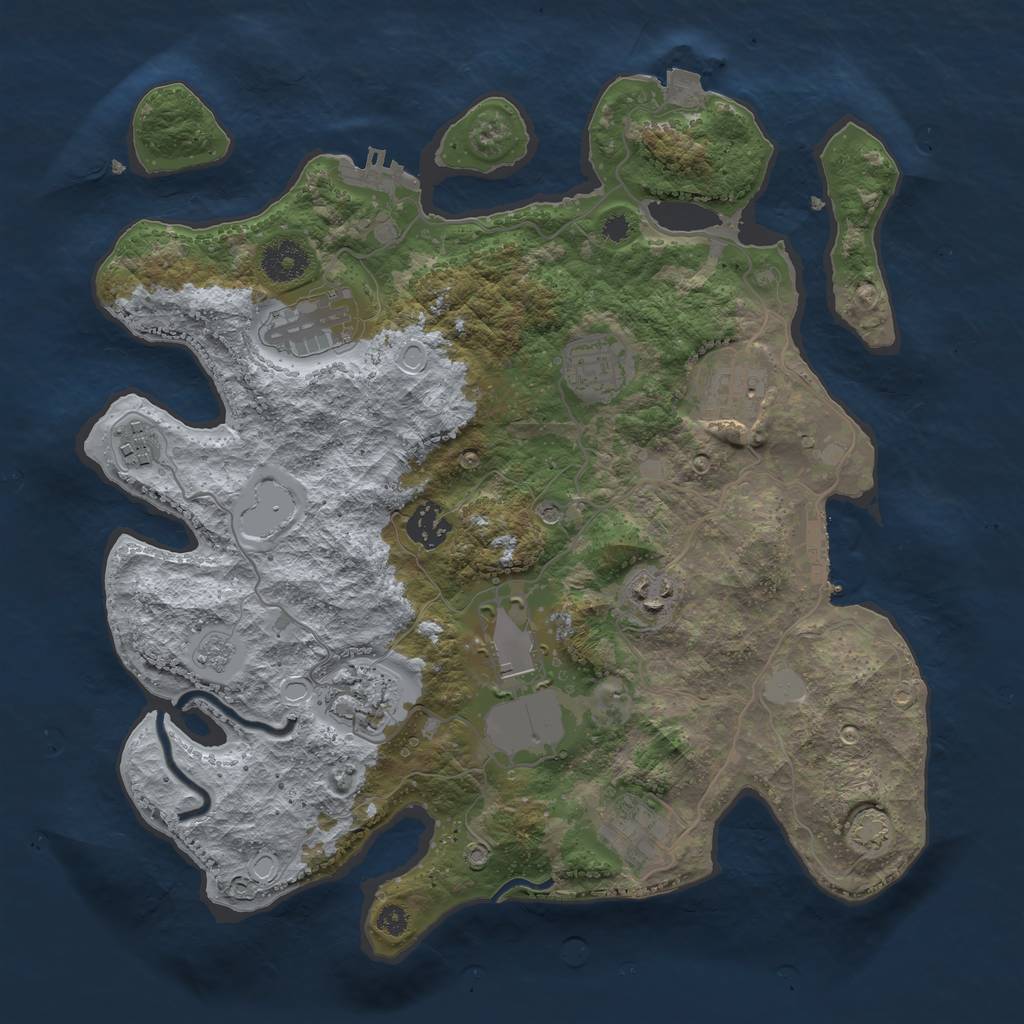 Rust Map: Procedural Map, Size: 3500, Seed: 265159919, 17 Monuments