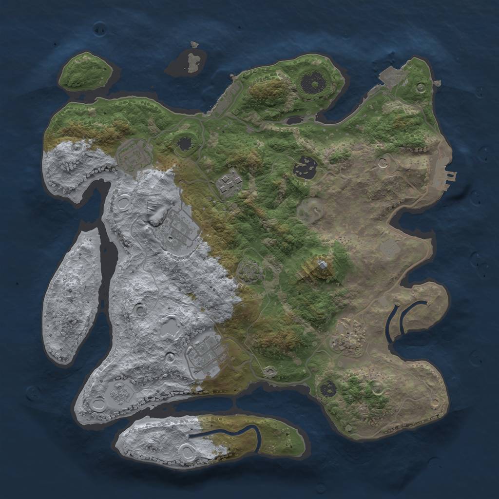 Rust Map: Procedural Map, Size: 3200, Seed: 2240572, 14 Monuments