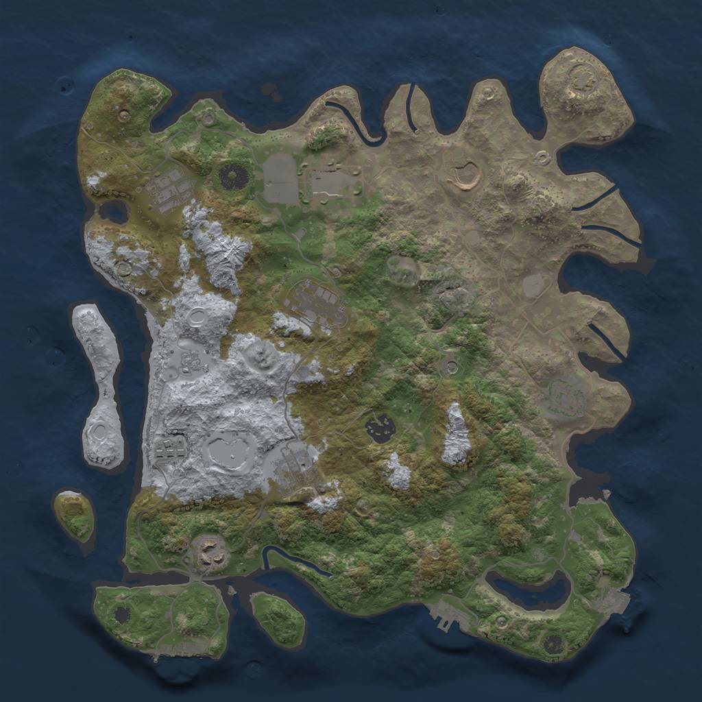 Rust Map: Procedural Map, Size: 3700, Seed: 202434897, 17 Monuments