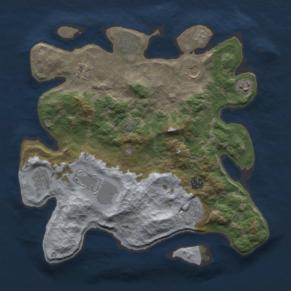 Rust Map: Barren, Size: 3500, Seed: 20072023, 13 Monuments