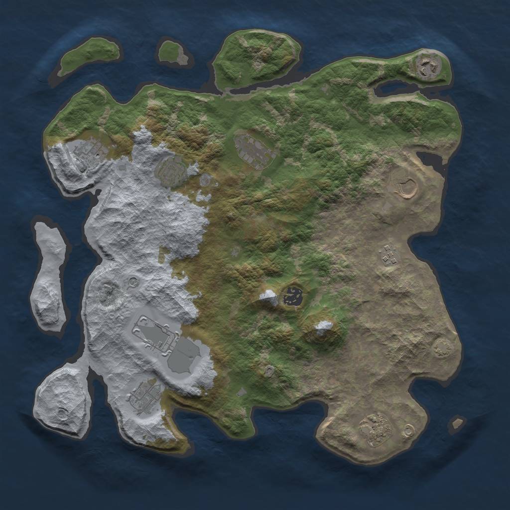 Rust Map: Barren, Size: 3900, Seed: 879487, 14 Monuments