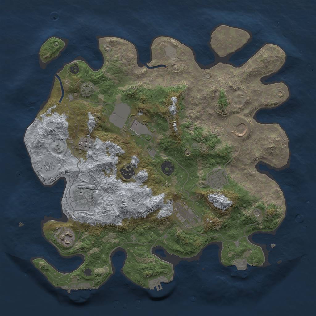 Rust Map: Procedural Map, Size: 3500, Seed: 1034653103, 16 Monuments