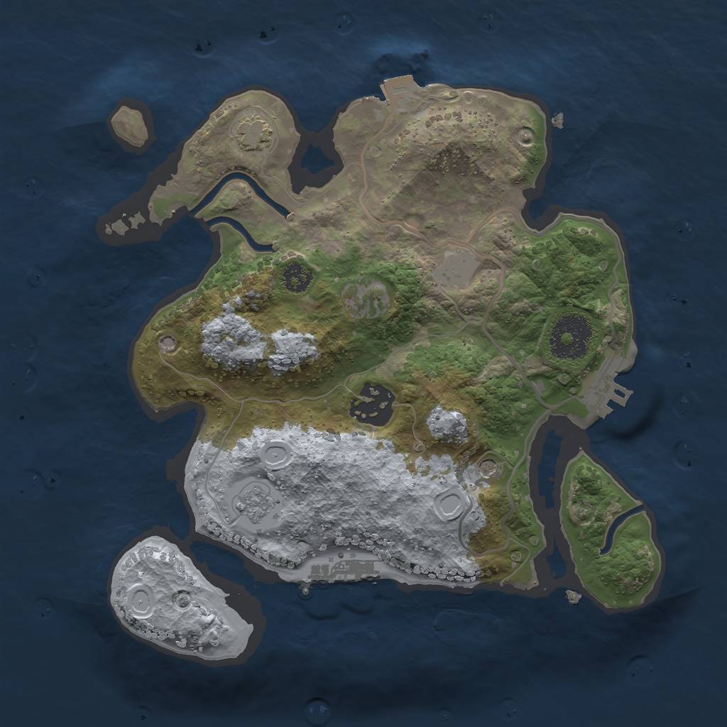 Rust Map: Procedural Map, Size: 2500, Seed: 1396301112, 9 Monuments