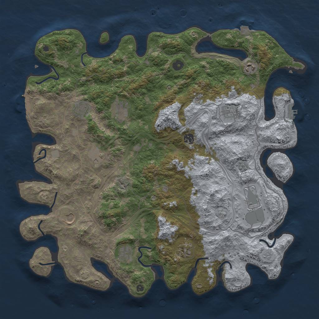 Rust Map: Procedural Map, Size: 4500, Seed: 981385161, 19 Monuments