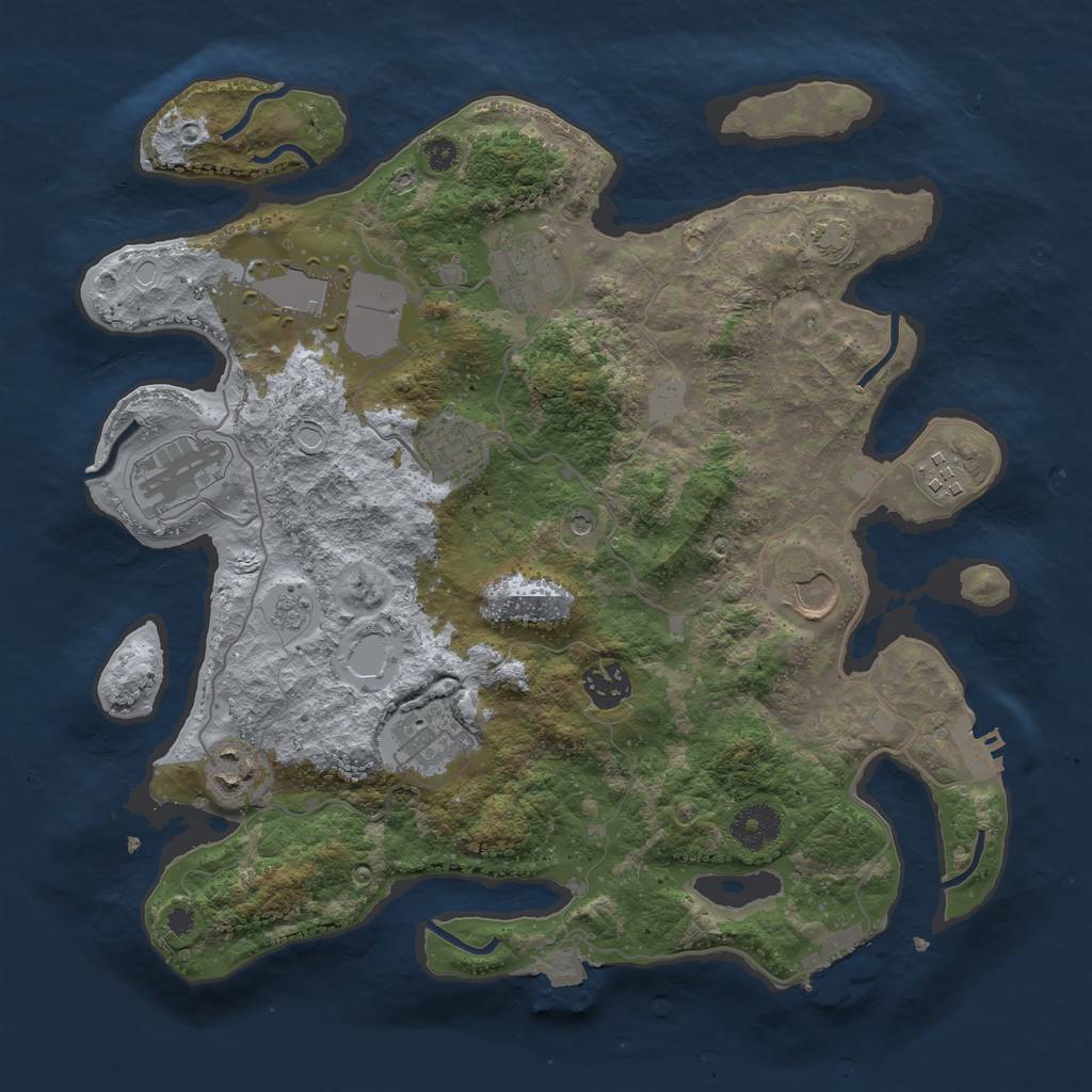 Rust Map: Procedural Map, Size: 3500, Seed: 875645, 17 Monuments
