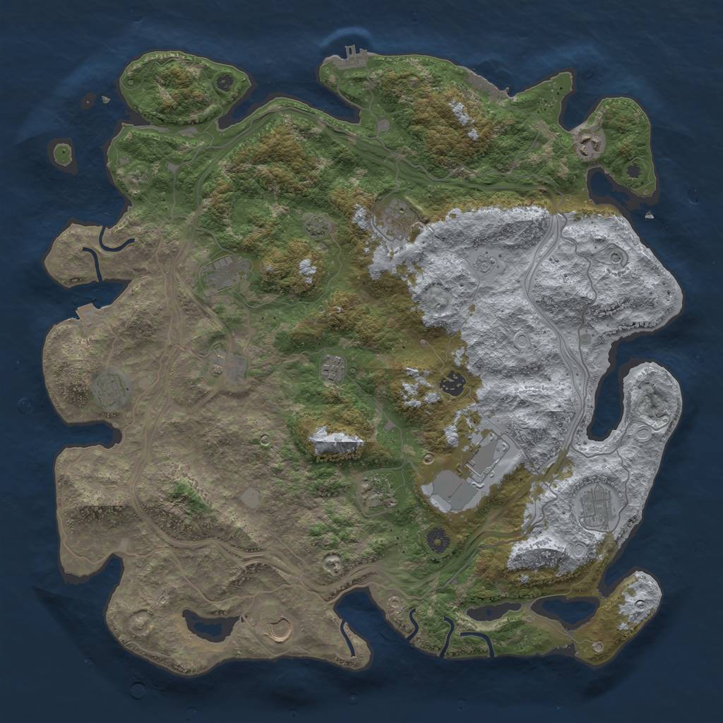 Rust Map: Procedural Map, Size: 4500, Seed: 885071712, 19 Monuments