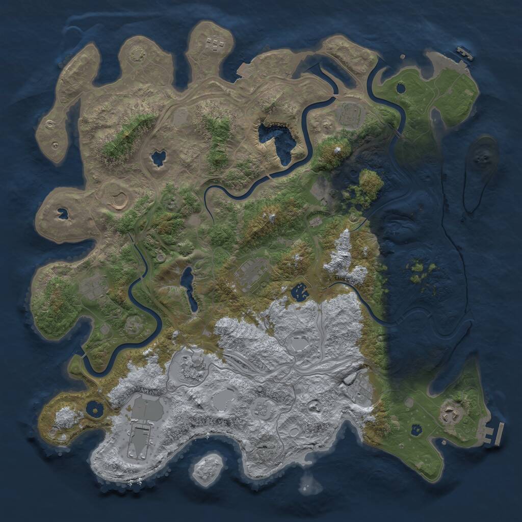 Rust Map: Procedural Map, Size: 4500, Seed: 1242004509, 17 Monuments