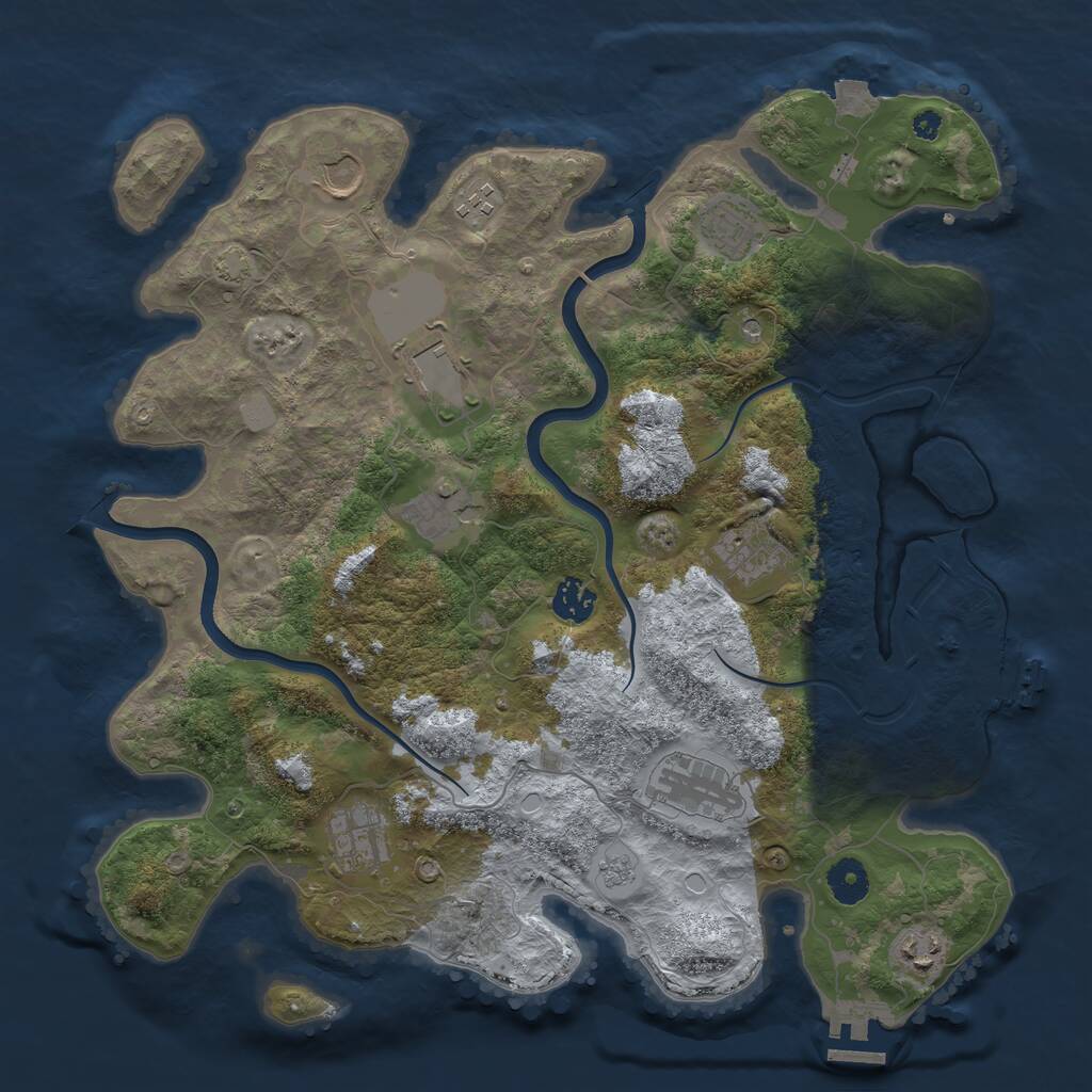 Rust Map: Procedural Map, Size: 3800, Seed: 77852051, 16 Monuments