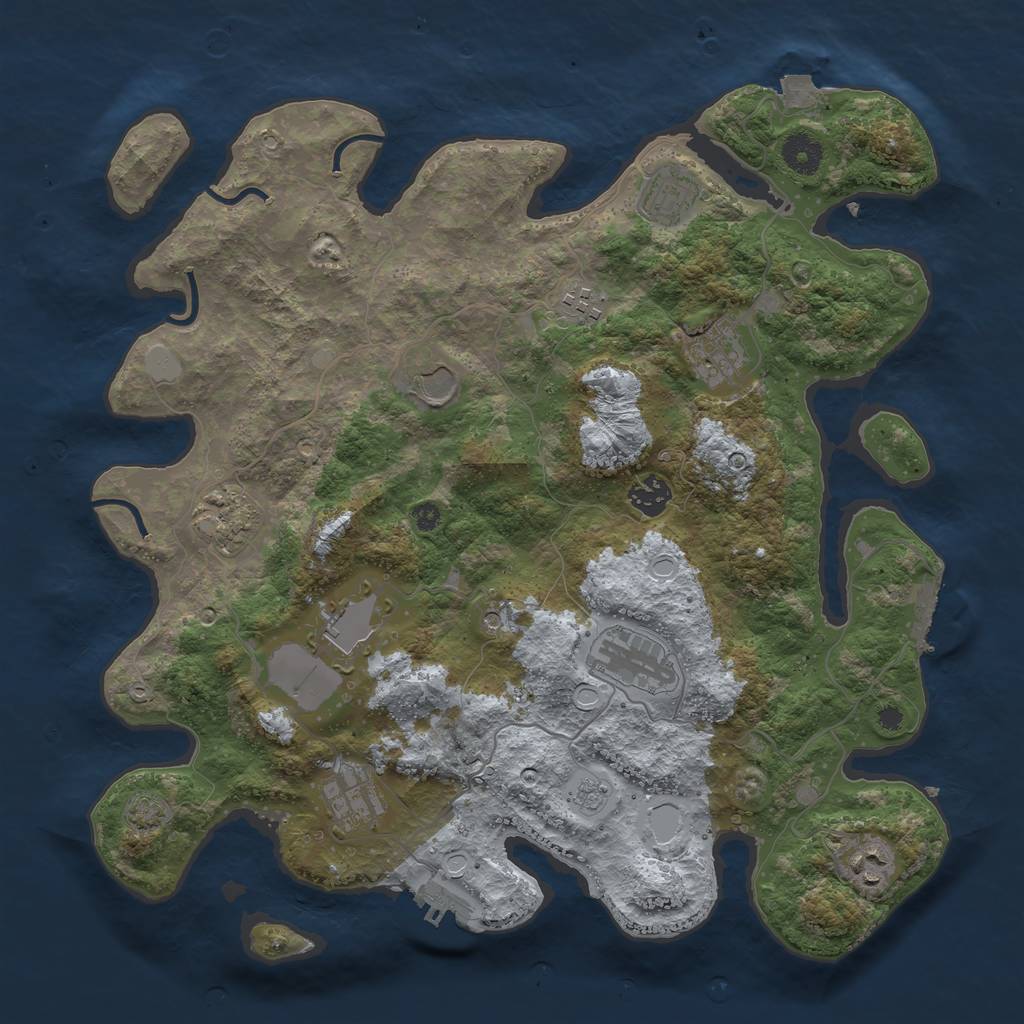 Rust Map: Procedural Map, Size: 3800, Seed: 77852051, 18 Monuments