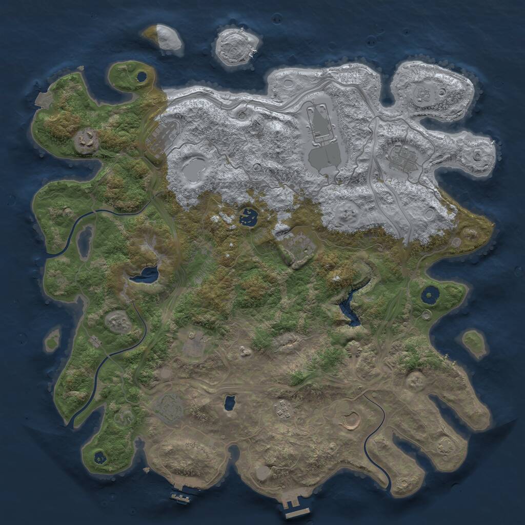 Rust Map: Procedural Map, Size: 4350, Seed: 4222, 16 Monuments