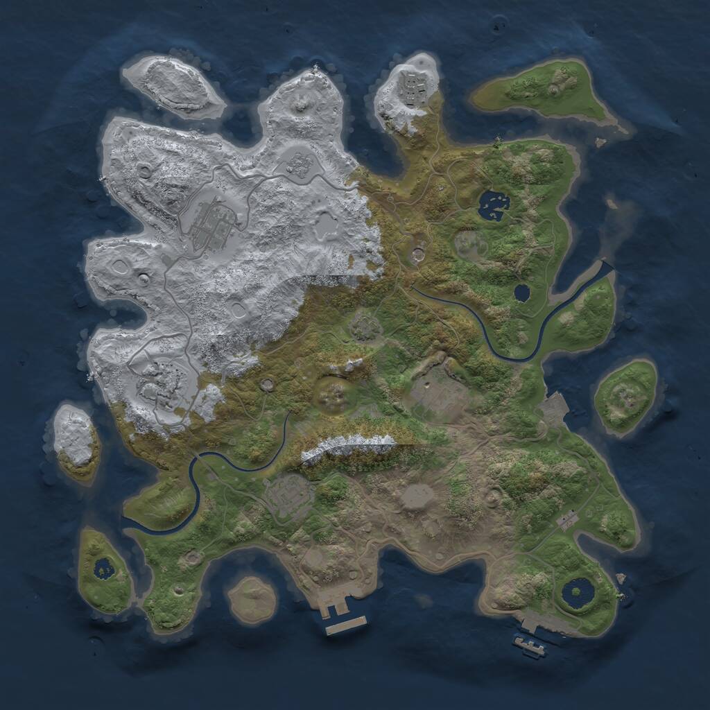 Rust Map: Procedural Map, Size: 3456, Seed: 1389249023, 12 Monuments