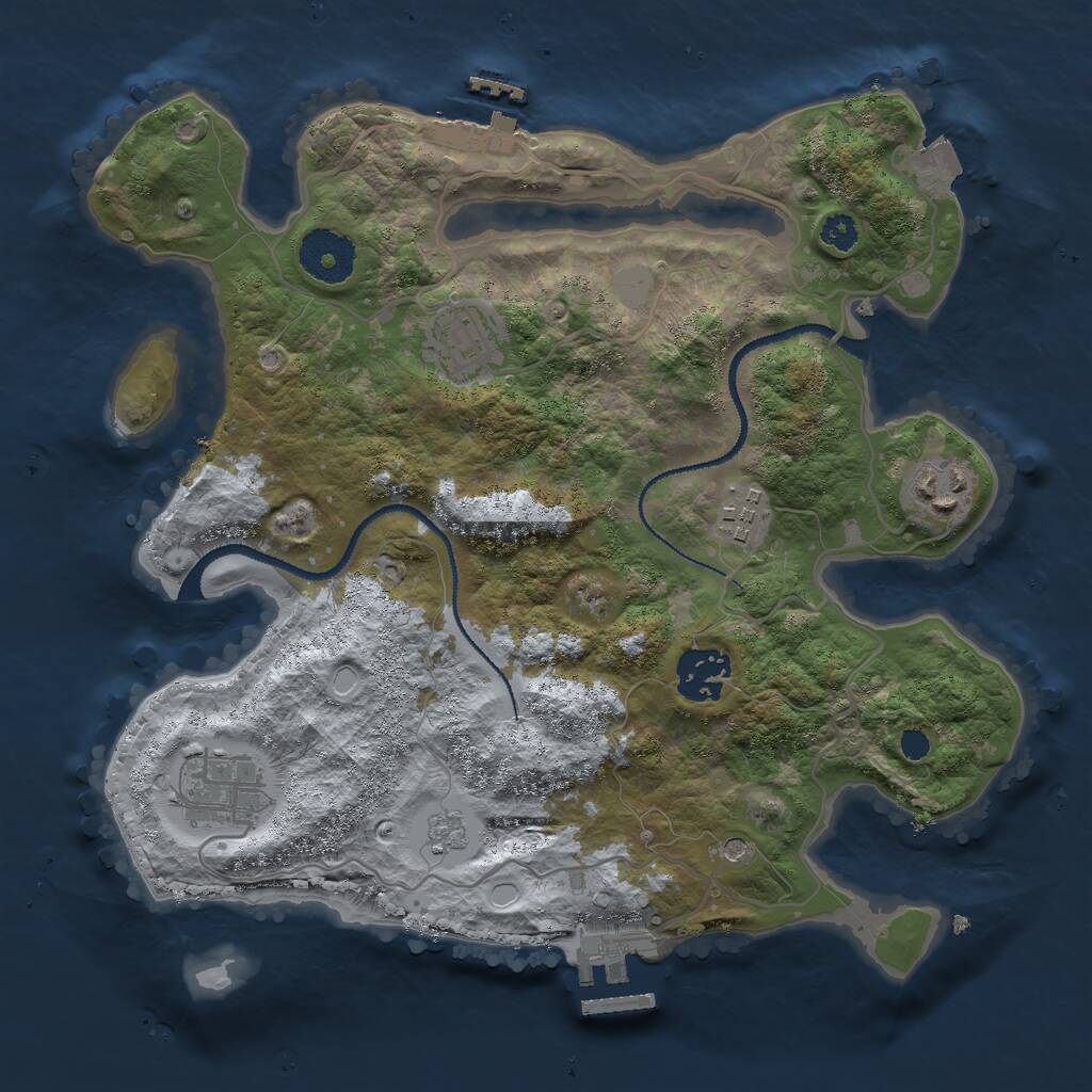 Rust Map: Procedural Map, Size: 3000, Seed: 71006082, 10 Monuments