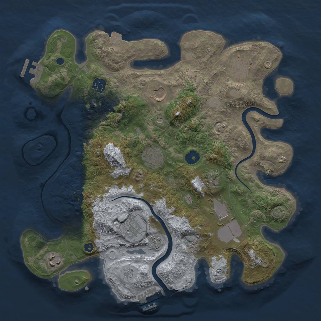 Rust Map: Procedural Map, Size: 3500, Seed: 1842796081, 15 Monuments